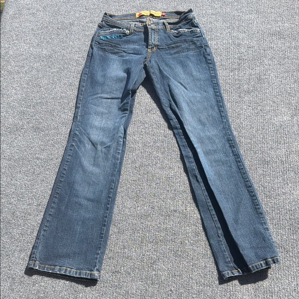 Y2K Vintage Apple Bottom straight leg Bootcut Jeans Size 7/8 30x31 embroidered